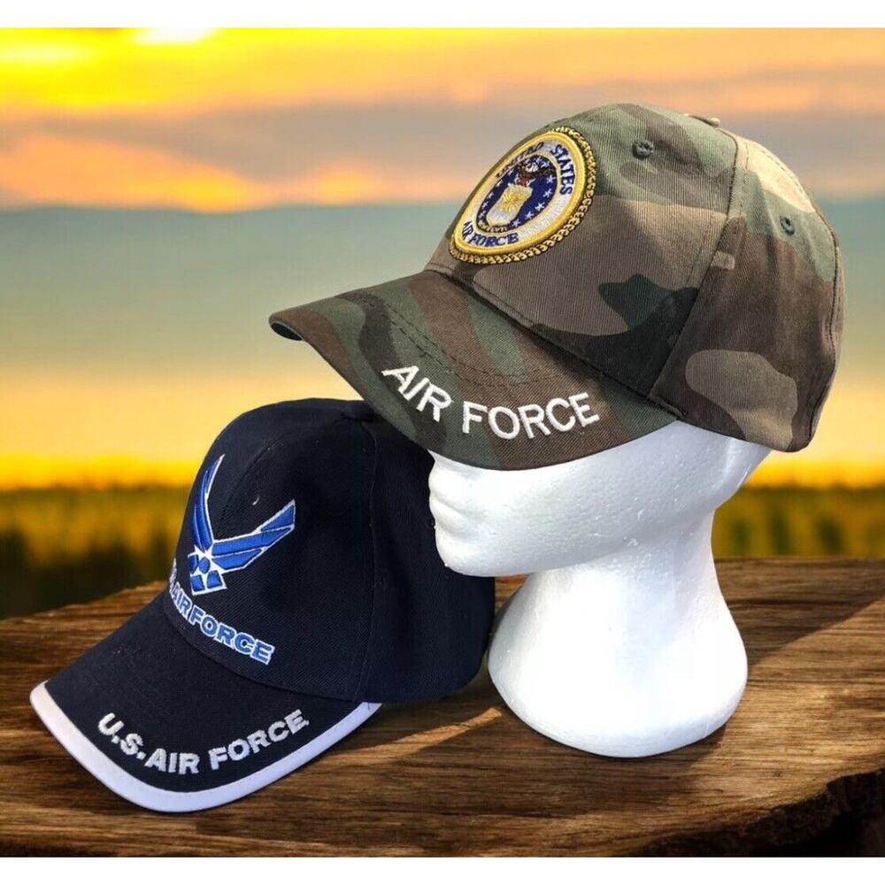 Air Force Camo Hat with embroidered logo & blue‎ Hat Bundle